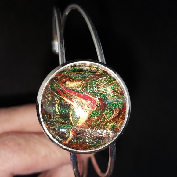 Handpainted Sterling Silver Bracelet - Picture 2 of 4